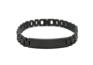 Pulsera de malla Oyster con placa de hombre de color negro