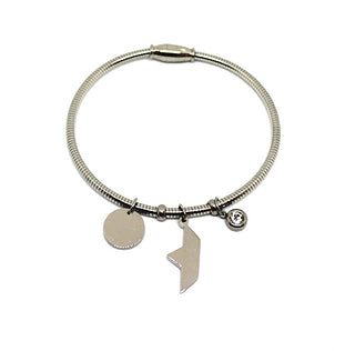 Bracciale Donna Semirigido con Chiusura Magnetica con Ciondolo Tondo e a forma di Barca e Cristallo