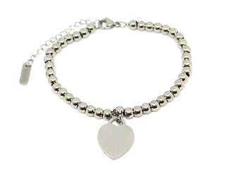 Bracciale Donna Maglia a Catena a Pallini e Ciondolo a Cuore