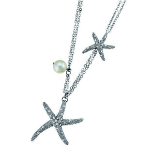Collana stella marina con cristalli. Rodio