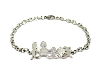 Bracciale Famiglia Maglia a Catena con Mamma, Papà, 2 Bimbi e Bimba