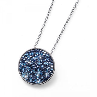 Collana tondo piccolo e cristalli blu