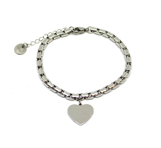 Pulsera de mujer con eslabones redondos gruesos y colgante de corazón