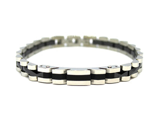 Bracciale Uomo Maglia Oyster con riga centrale in Ceramica Nera