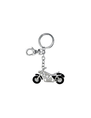 Llavero con Colgante y Mosquetón en forma de Moto Negro y Plata