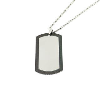 Collana Maglia tonda con piastrina bordo nero