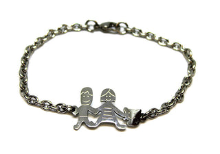 Bracciale Famiglia Maglia a Catena con Lui, Lei e Gatto
