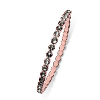 Bracciale elastico. Rosato con cristalli neri