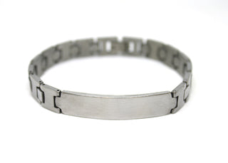Bracciale Uomo Maglie ad H e inserti Puntinati con Piastrina