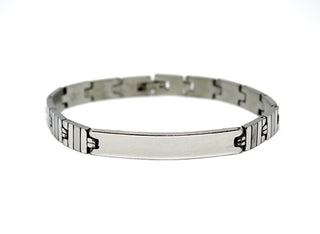 Pulsera de Hombre con Rayas Verticales y Placa