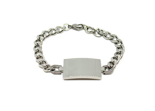 Bracciale Uomo Maglia Gourmette a taglio diamante con Piastrina grande centrale