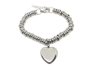Pulsera de eslabones para mujer con corazón redondeado