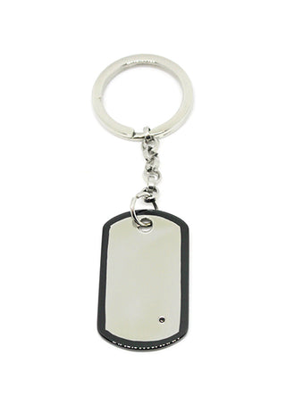 Portachiavi in Acciaio con piastrina bordo nero e cristallino