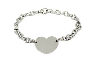 Bracciale Donna Maglia a Catena spessa con Cuore centrale grande