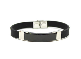 Bracciale Uomo in Silicone Nero con Piastrina Nera