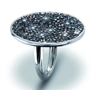 Anello tondo con cristalli grey. Misura M