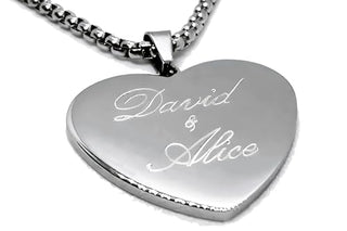 ByClay Laboratory Incisione Personalizzata Collana Donna Cuore in Acciaio Inox – Incisione Elegante Fronte/Retro – Tre Misure del Pendente – Diverse Lunghezze – Idea Regalo con Scatolina