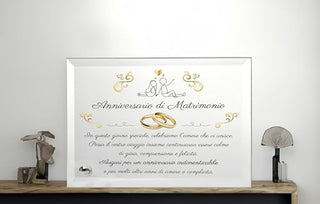 Regalo Anniversario di Matrimonio | Targa in Cristallo per Anniversario | Idea Regalo Nozze d'oro, argento, diamante