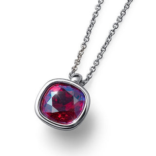 Collar de punto de luz rojo simple real. Rodio