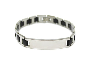 Bracciale Uomo Maglia con inserti in Caucciù con Piastrina