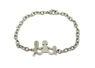 Bracciale Famiglia Maglia a Catena con Mamma, Papà e Bimbo