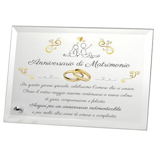 Regalo Anniversario di Matrimonio | Targa in Cristallo per Anniversario | Idea Regalo Nozze d'oro, argento, diamante