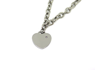 Collar de mujer de cadena gruesa con colgante en forma de corazón ByClay y cristal blanco