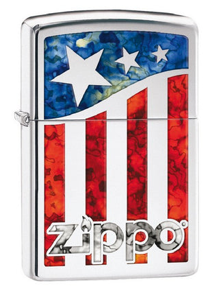 Encendedor Zippo Silver con la imagen de la Bandera Americana