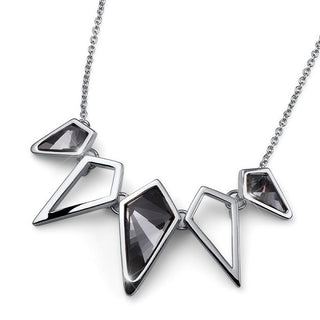 Collana con pietre a rombi black. Rodio
