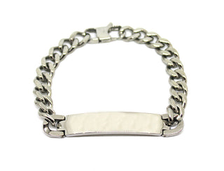 Bracciale Uomo Maglia Gourmette a taglio diamante con Piastrina stondata