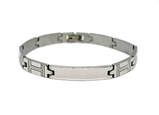 Bracciale Uomo Maglie lavorate a righe con Piastrina