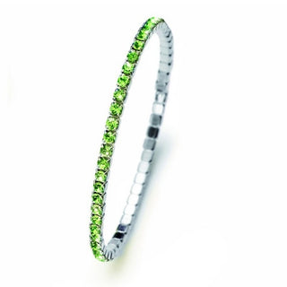Bracciale elastico. Rodio con cristalli verdi