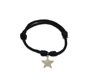 Bracciale Donna con Cordino Nero e Ciondolo a Stella