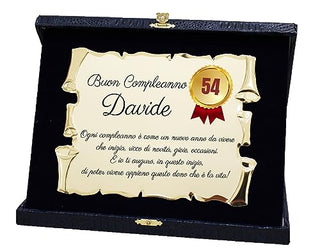 Targa Auguri di Compleanno Personalizzabile | Dedica, Nome e Anni personalizzabili | Elegante Targhetta di Auguri