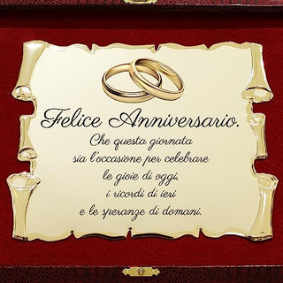Targa Regalo per Anniversario di Matrimonio | Targhetta con fedi nomi e testo dedica personalizzabili