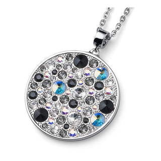 Collana tondo grande cristalli black. Rodio