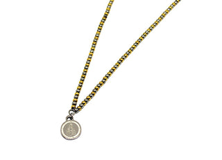 Collar Rosario de Plata y Oro con Colgante Redondo
