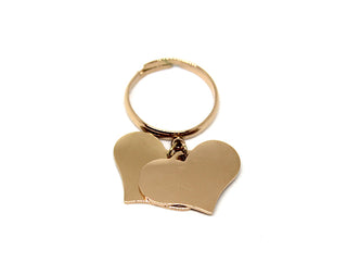 Anillo con Colgante Corazones en Oro Rosa