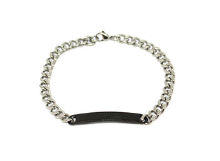 Bracciale Uomo Maglia Gourmette a taglio diamante con Piastrina Nero fine