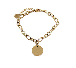 Bracciale Donna Rose Gold Maglia a Catena alternata con Charm Tondo