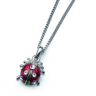 collana coccinella mini e cristalli. Rodio