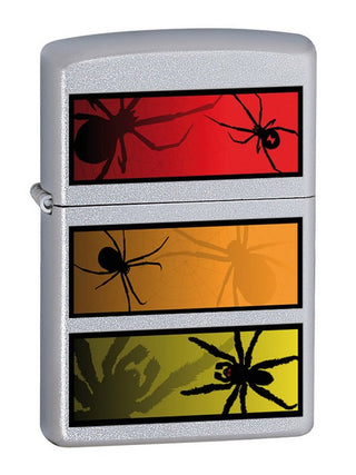 Accendino Zippo Silver con tre Fasce colorate e Ragni