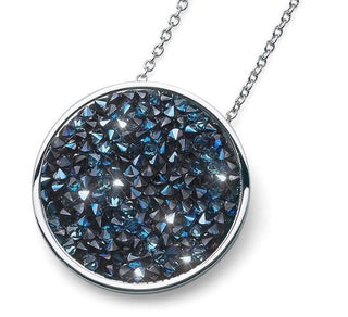 Collana tondo grande e cristalli blu