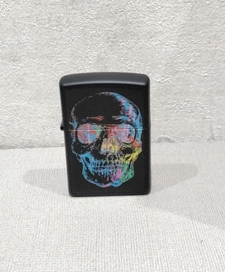 Accendino Zippo Nero con Teschio Colorato