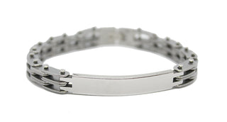 Bracciale Uomo Maglie alternate con Piastrina