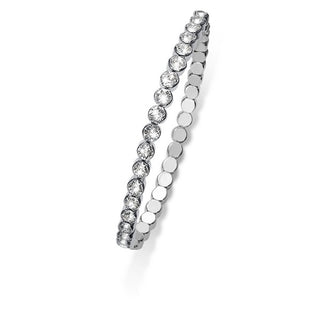 Bracciale elastico. Metallo Rodiato con cristalli bianchi