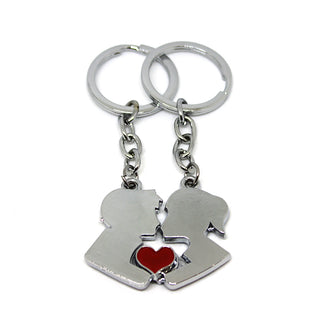 Llavero Divisible de Metal Par de Corazones Rojos