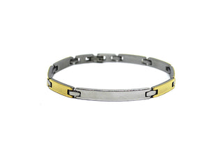 Bracciale Uomo Oro fine Maglie Rettangolari con Piastrina