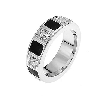 Anello Domino rodio cristallo. Misura S