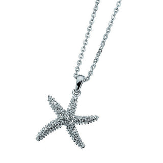 Collana stella marina small con cristalli. Rodio